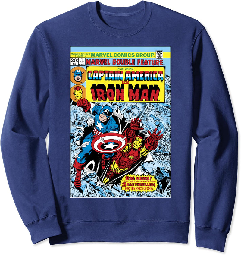 Marvel Double Feature Captain America & Iron Man Comic Cover Sweatshirt