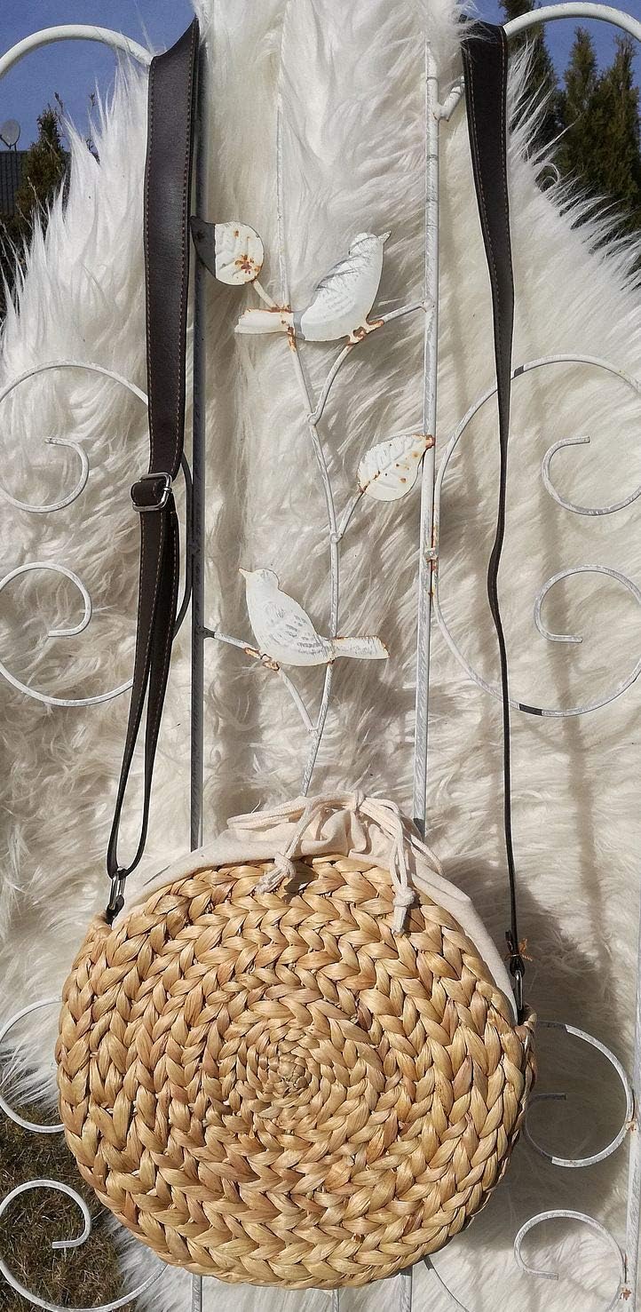 LaFiore24 hochw. Korbtasche Damen Schultertasche Ibiza Rund Natur Gross 24 x 6 x 24 cm, Natur Gross