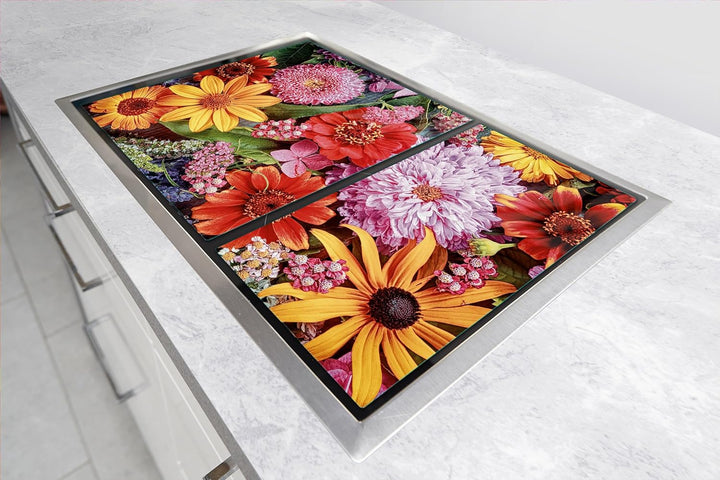 TMK ArtDeko Herdabdeckplatte 2 Teilig 40x52 + 35x52 cm - Spritzschutz Herdabdeckung – Herdschutz aus