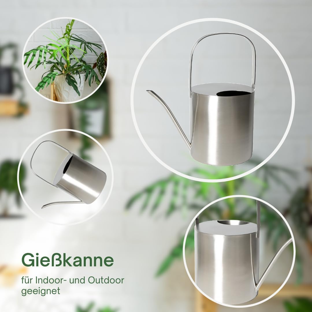 TOPANBIETER 999 Giesskanne Giesskanne Edelstahl gebürstet 2,5 Liter