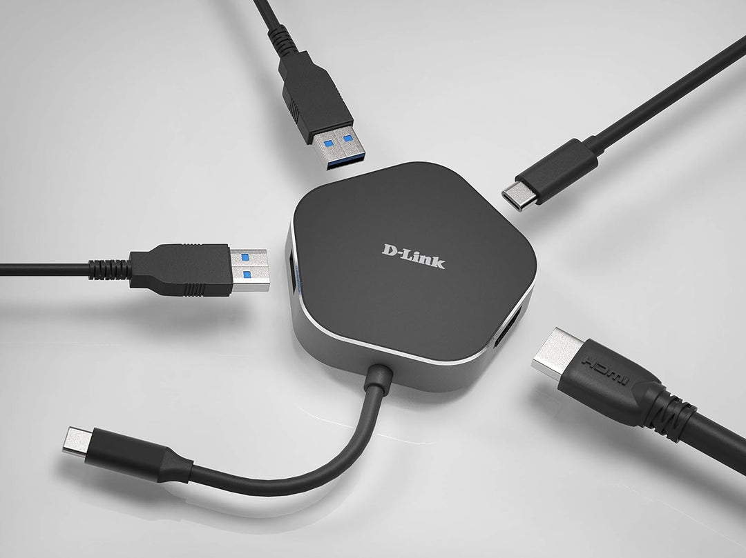 D-Link DUB-M420 USB Typ C Hub 4 in 1 USB C Adapter mit HDMI 4K und 1080p, 2 USB 3.0/USB2.0, 1 Port U