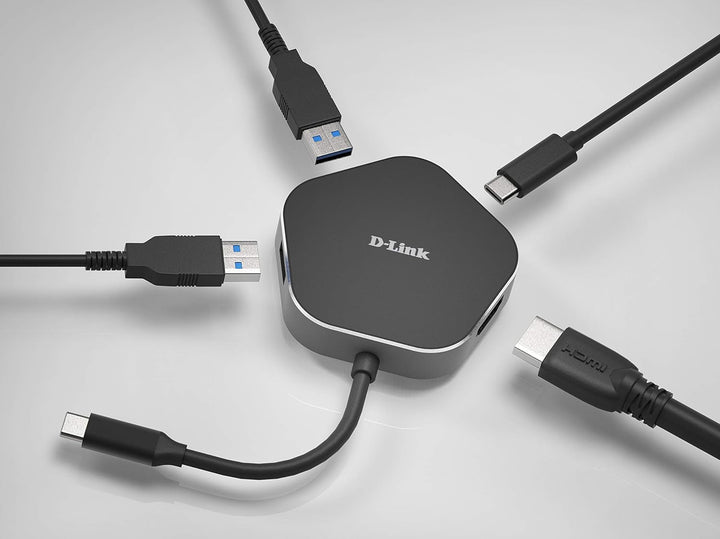 D-Link DUB-M420 USB Typ C Hub 4 in 1 USB C Adapter mit HDMI 4K und 1080p, 2 USB 3.0/USB2.0, 1 Port U