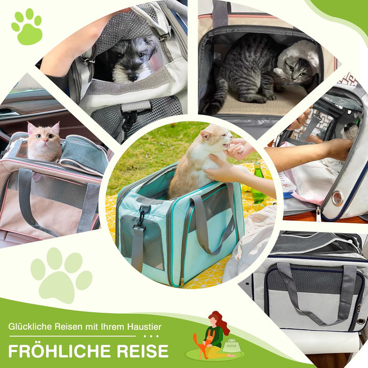 ALLSOPETS Faltbare Katzentransporttasche, Atmungsaktive Tragetasche für Katzen & Kleine Hunde mit Ab