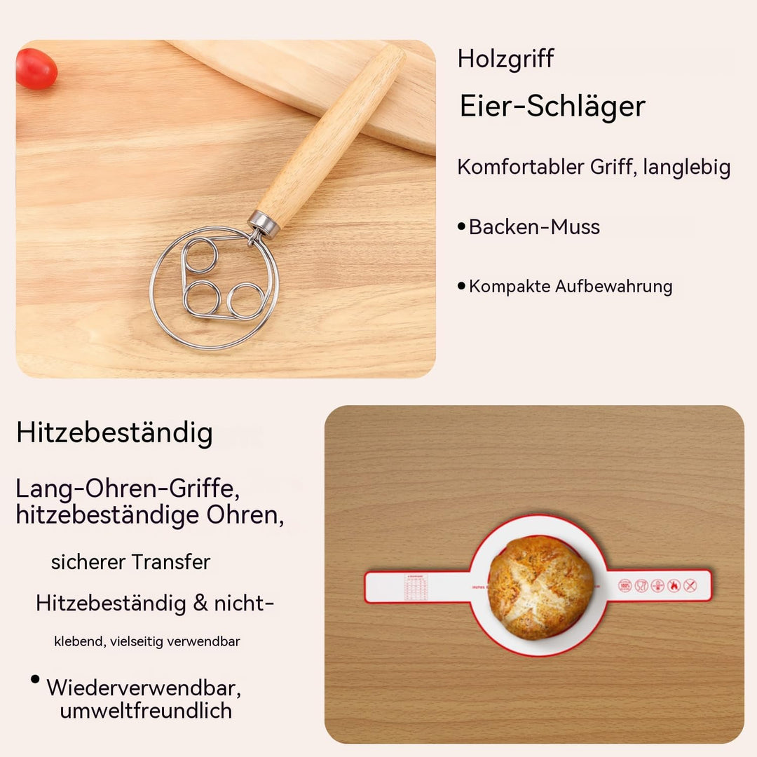 Sauerteig-Starter-Set, runder und ovaler Sauerteig-Gärkorb, 100 % natürliches Rattan, 600 ml Sauerte