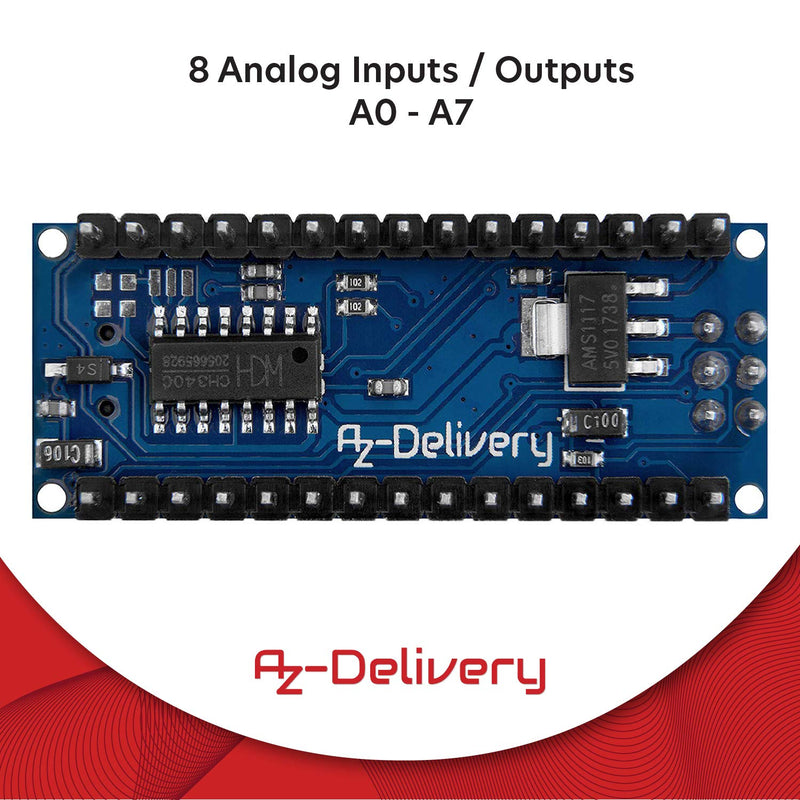 AZDelivery 5 x AZ-Nano V3-Board mit Atmega328 CH340 Chip und ATmega328 fertig verlötete, verbesserte