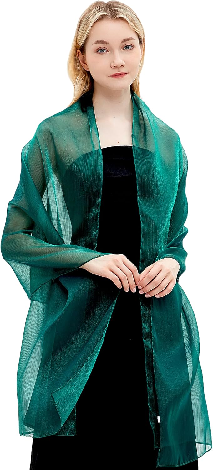 Damen Schals und Wraps für Abendkleider Leichte Sheer Crepe Tücher Shimmer Hochzeit Party Stole Dunk