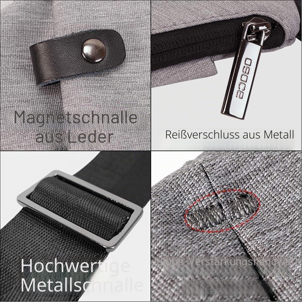 OSOCE Umhängetaschen Herren Wasserfeste Mini Bauchtasche Mehrere Taschen Schultertasche Anti-Diebsta