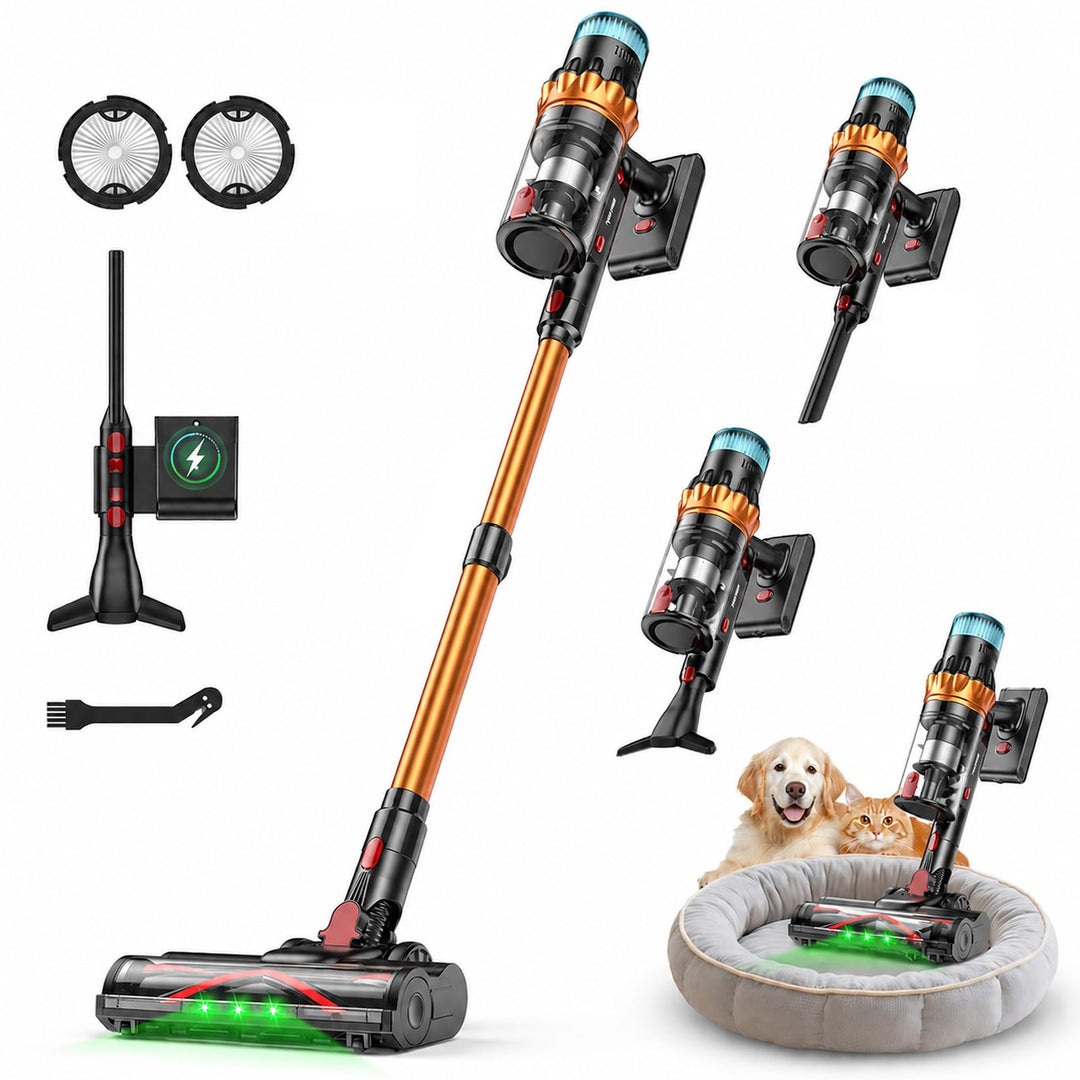 TechRise Akku-Stabstaubsauger, 58KPA/680W/70 Min, LED-Touchscreen, 3+Smart-Modi, Anti-Tangle & 8-in-