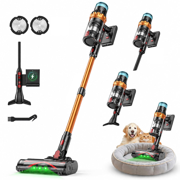 TechRise Akku-Stabstaubsauger, 58KPA/680W/70 Min, LED-Touchscreen, 3+Smart-Modi, Anti-Tangle & 8-in-