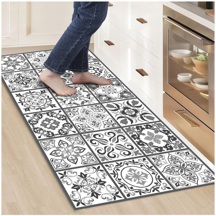 Nivellpublicitari Hydraulic Vinyl-Teppich, 120 x 60 cm, Schwarz-Grau - Küchenteppich - Badezimmertep