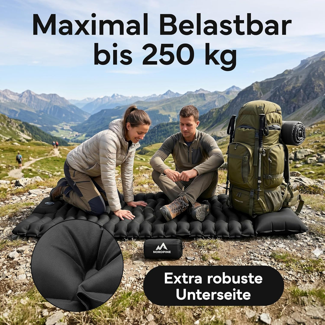 NEOLYMP NORDPINE Isomatte Camping - Integrierte Fusspumpe, Aufblasbar, 10 cm Dick - 200x70 cm, Ultra