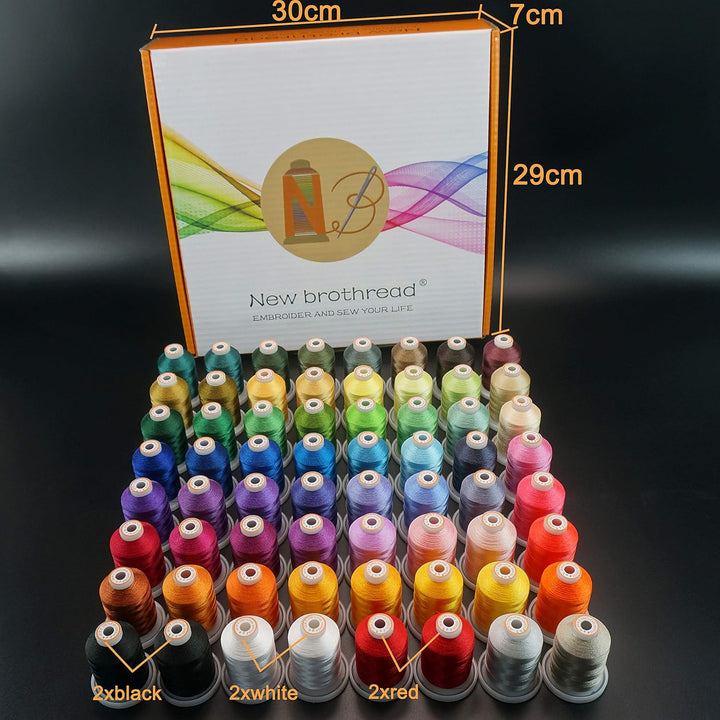 New brothread 64 Spulen 1000M (1100Y) Polyester Maschinen Stickgarn für professionelle Stickereien E