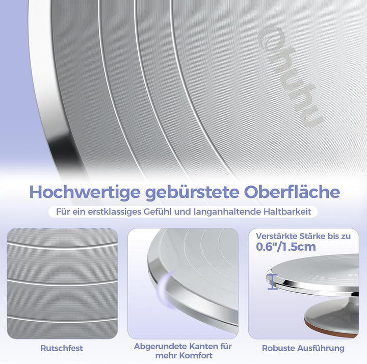 Tortenplatte Drehbar, Ohuhu Drehbare Tortenplatte 30 cm, Aluminiumlegierung Tortenständer Drehteller