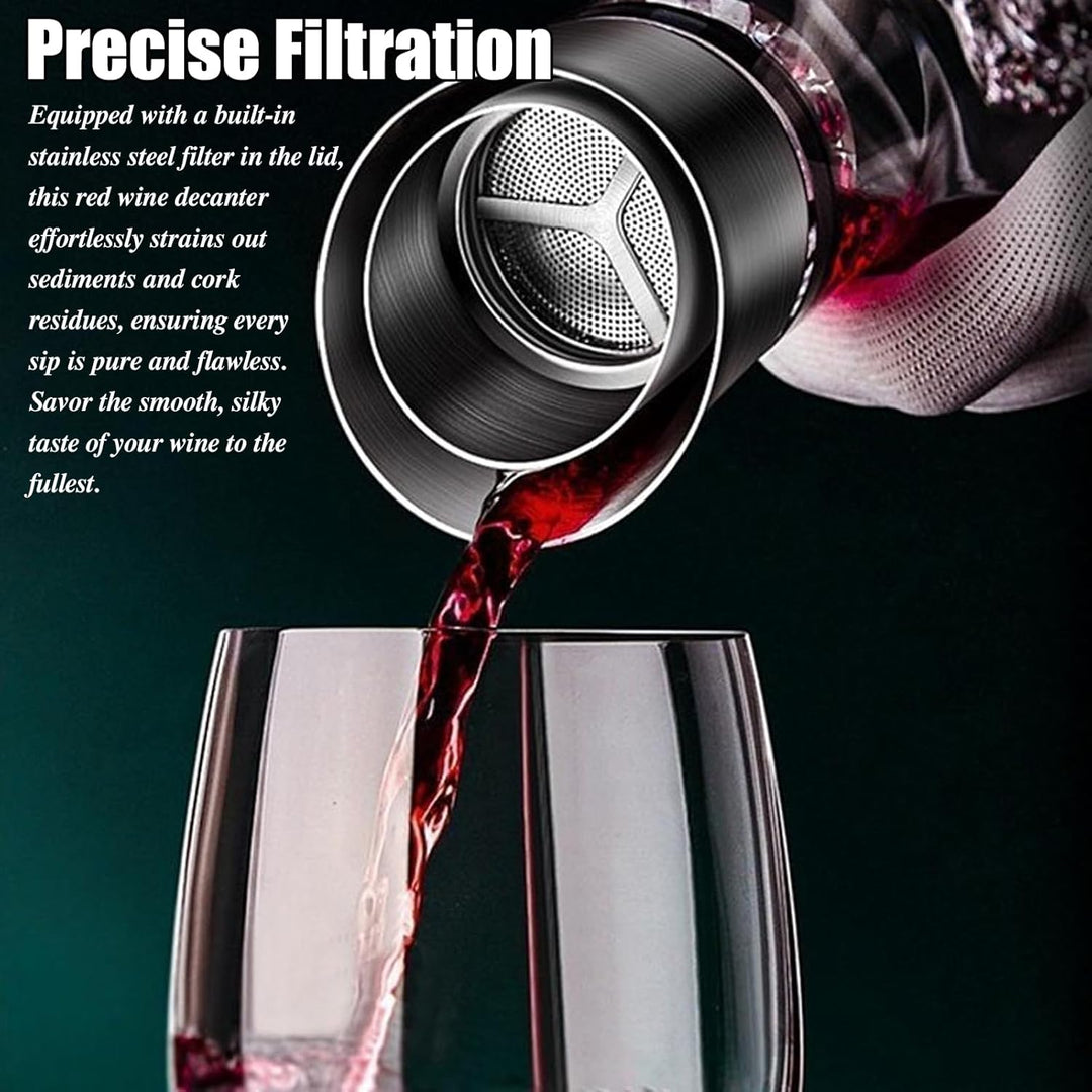 Dekanter Rotwein, Wein Dekanter, Weinbelüfter, Waterfall Quick, Kristallglas, Edelstahl-Ausgiesser,