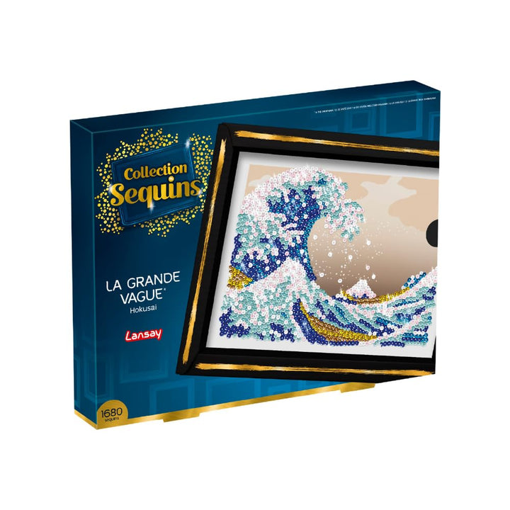 Lansay - COLLECTION SEQUINS - Die grosse Welle- Hokusai- Erstellen Sie ein funkelndes Sequin-Bild vo