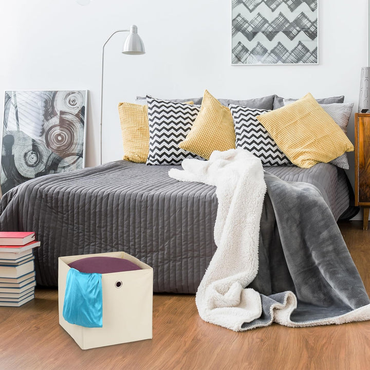 Relaxdays Aufbewahrungsbox 4er Set, Faltbare Regalboxen, HBT: 30 x 30 x 30 cm, Grifflöcher, Faltboxe