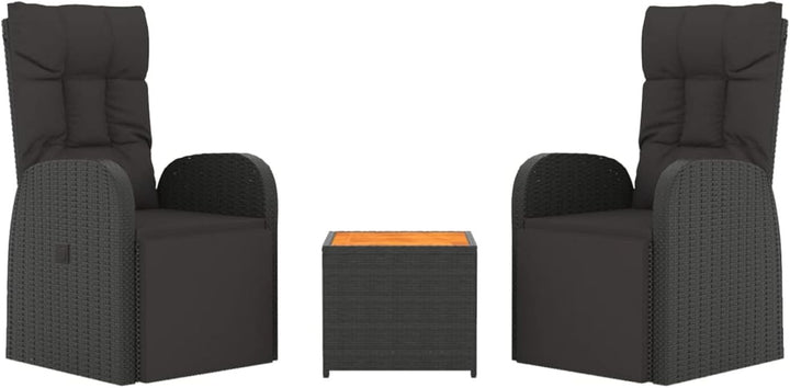 Yolola Rattanmöbel mit 2X Sessel mit Liegefunktion ausgestattet und Beistelltisch, Polyrattan Garten