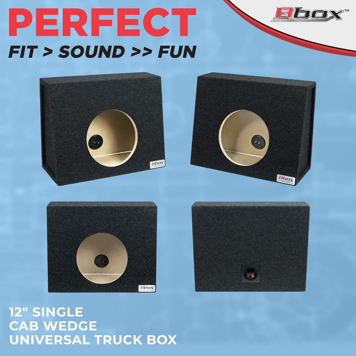 Atrend Bbox Single Sealed 12 Inch Wedge Shaped Subwoofer Enclosure - Universal Wedge Truck Enclosure