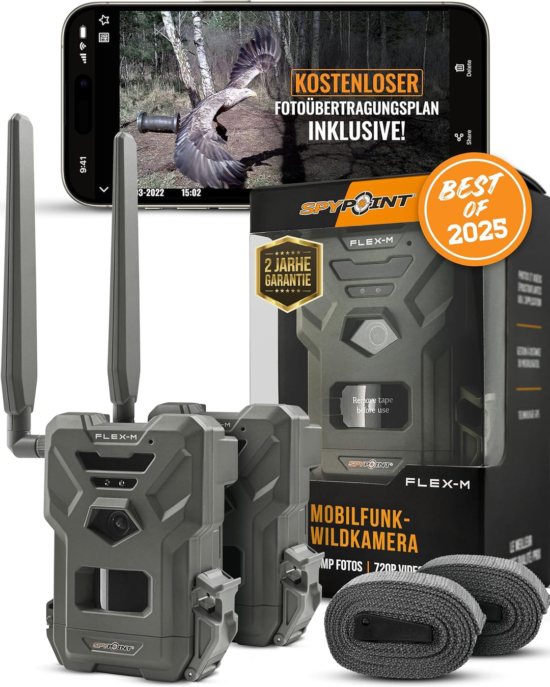 Spypoint Flex-M Twin-Pack - Wildkameras mit Foto- & Videoübertragung, 28 Megapixel, Wildtierkamera m