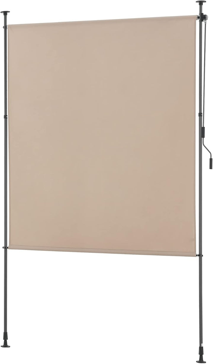 pro.tec Aussenrollo Cimarra 200 x 270 cm Balkonrollo Senkrechtmarkise mit Handkurbel Sichtschutz wit