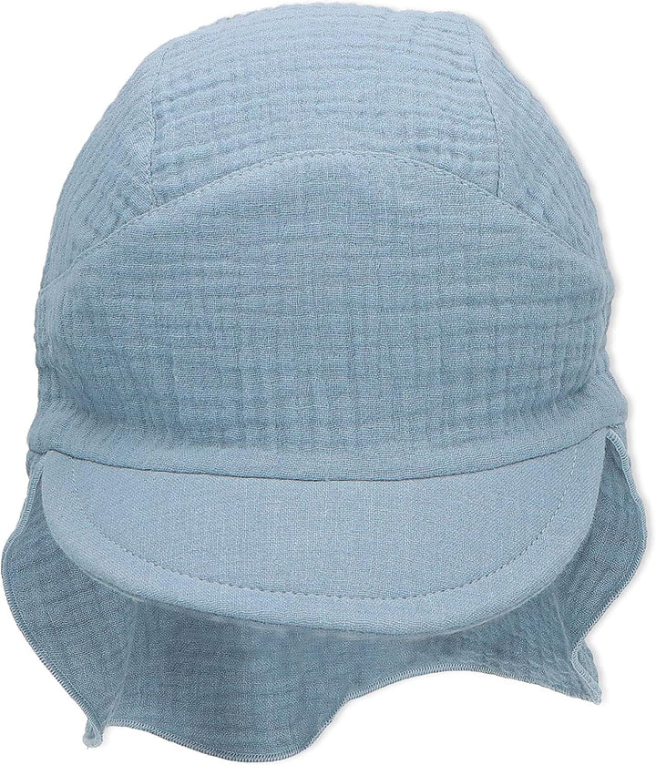 Sterntaler Unisex Schirmmütze mit Nackenschutz Musselin Sonnenhut 49 hellblau, 49 hellblau