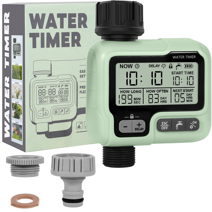 Automatischer Bewässerungstimer, Gartenbewässerungstimer mit LCD Display, Wasserhahn Timer anschlies