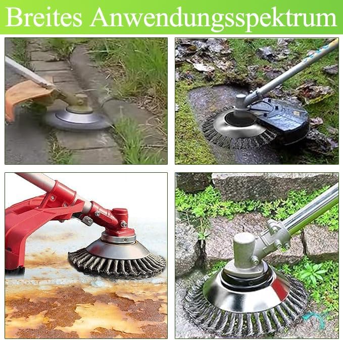 2 Stück Unkrautbürste für Freischneider mit 25,4mm Bohrung, Wildkrautbürste für Motorsense, Drahtbür