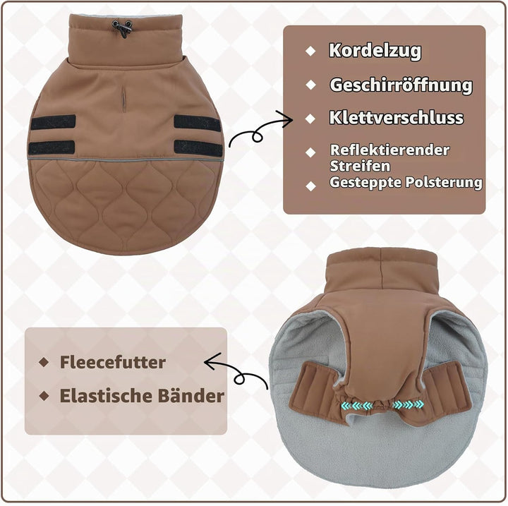 Hundemantel für Kleine Hunde, Wattierend Wintermantel Mantel Hund Geschirröffnung, Jacken Gefüttert