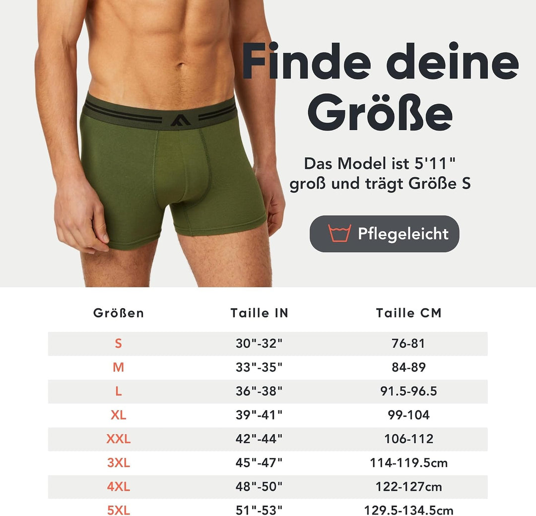 FM London 5er-Pack Bambus-Herren-Boxershorts mit Stretch-Fit-Design