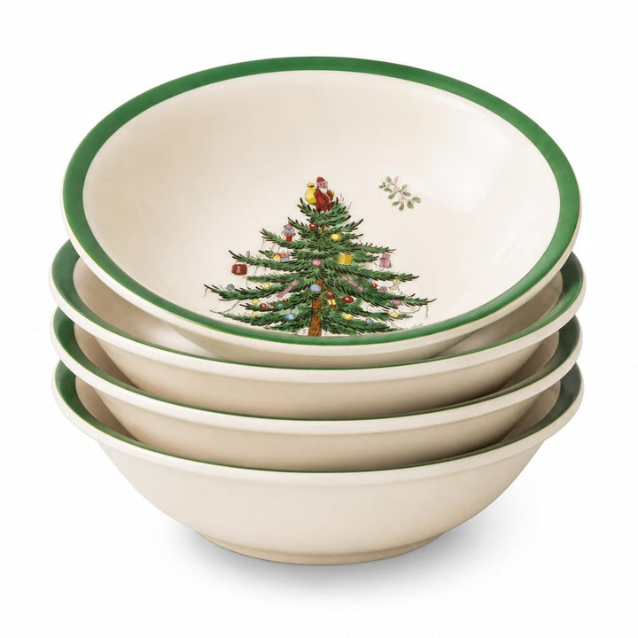 Portmeirion Spode Weihnachtsbaum, 5,5 Zoll Müslischalen Set, Steingut Schalen für Frühstück, Haferfl