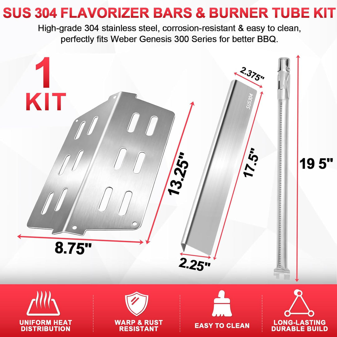 DcYourHome Grill-Ersatzteil-Set für Weber Genesis 300 SER Grillteile, 7621 Flavorizer Bars, 7622 Wär