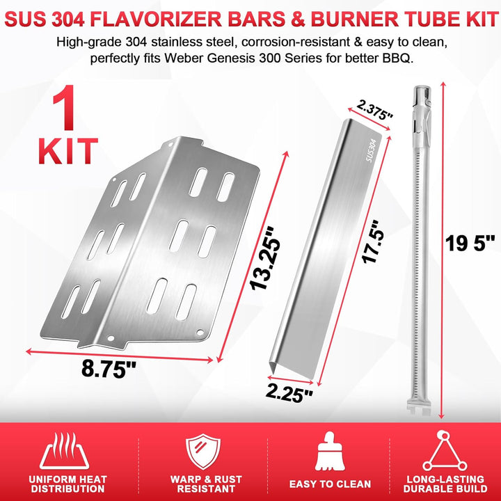 DcYourHome Grill-Ersatzteil-Set für Weber Genesis 300 SER Grillteile, 7621 Flavorizer Bars, 7622 Wär
