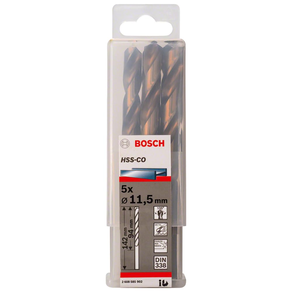 Bosch Professional Metallbohrer HSS-Cobalt (5 Stück, Ø 11,5 mm)