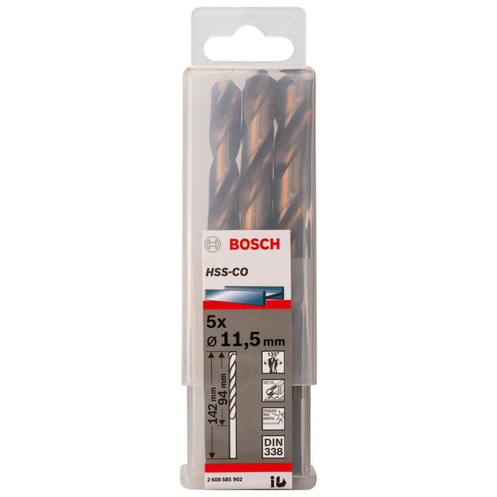 Bosch Professional Metallbohrer HSS-Cobalt (5 Stück, Ø 11,5 mm)