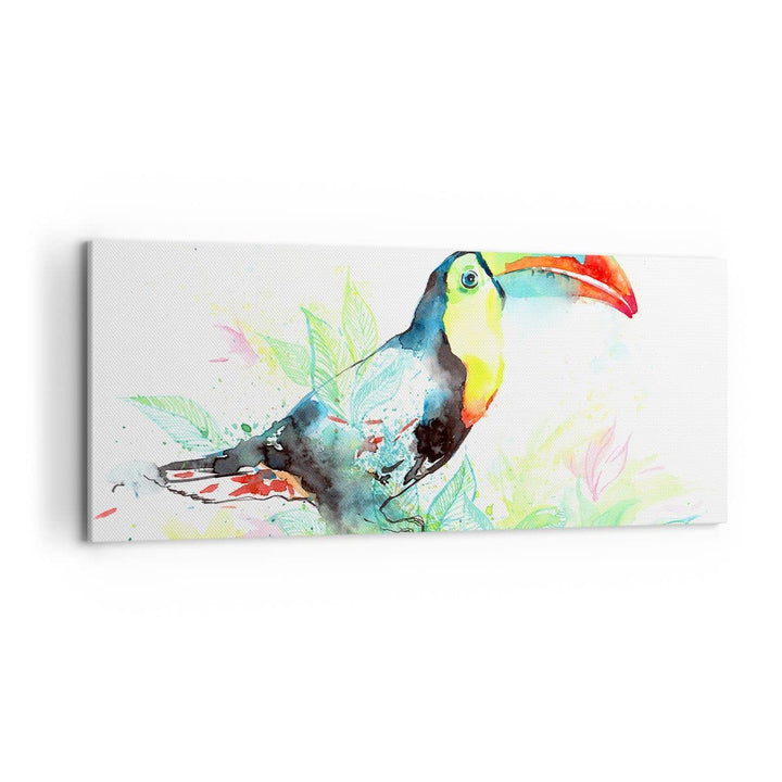 Wandbilder Dekoration Wohnzimmer Vogel Toucan Neugier wild Panorama Bilder auf Leinwand 120x50cm Lei