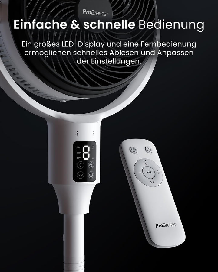 Pro Breeze AirFlo Standventilator 109cm – Leiser Ventilator mit Fernbedienung & LED-Display – 2 Modi