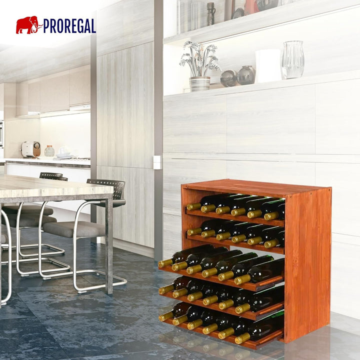 PROREGAL Modulares Weinregal VINCELLAR MOD | HxBxT 60x60x30cm | Auszug Modul für 30 Flaschen | mit a