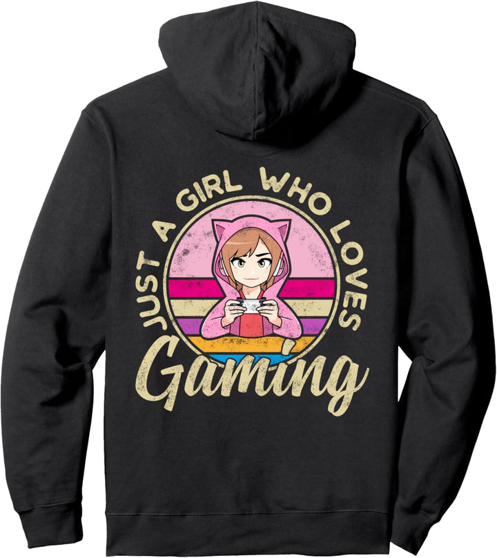 Nur ein Mädchen das Gaming liebt Headset Gamer Spruch Anime Pullover Hoodie