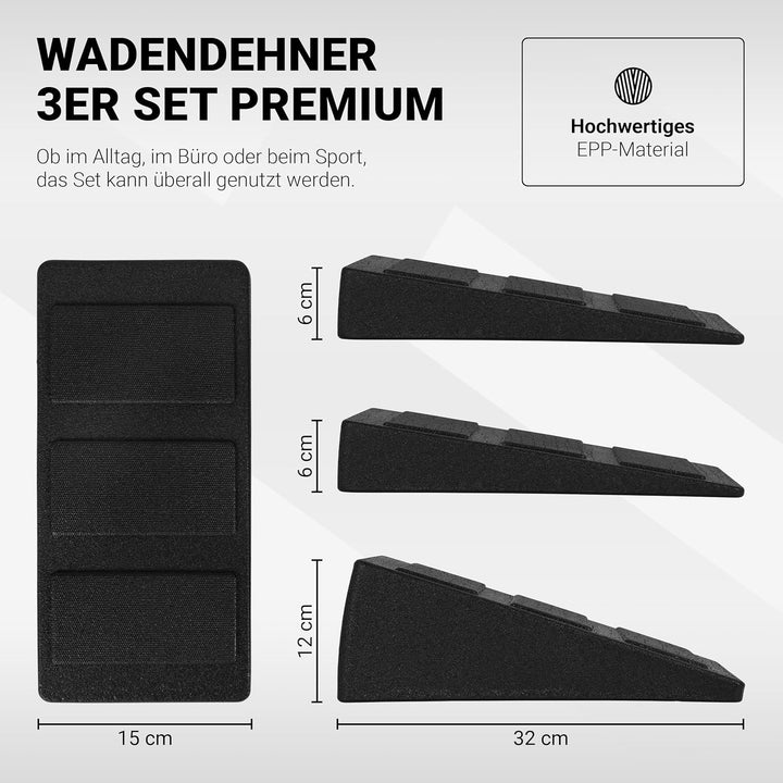MSPORTS Wadendehner 3er Set Premium, Kniekeil, Waden-Strecker, Mobilisationskeil zum Dehnen, Beinstr