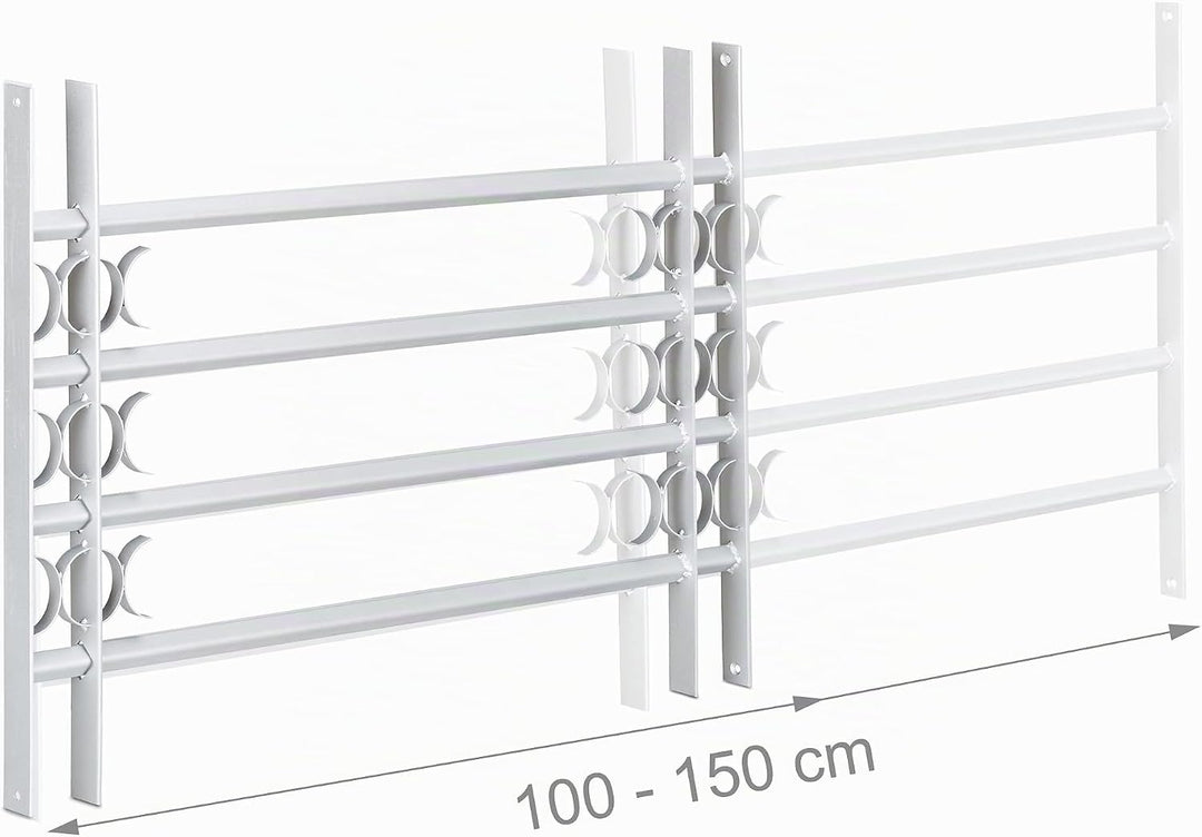 Relaxdays Fenstergitter Einbruchschutz, Ausziehbar, Aussen, Verzinkt, Stahl, 600 x 1000-1500 mm, Sic