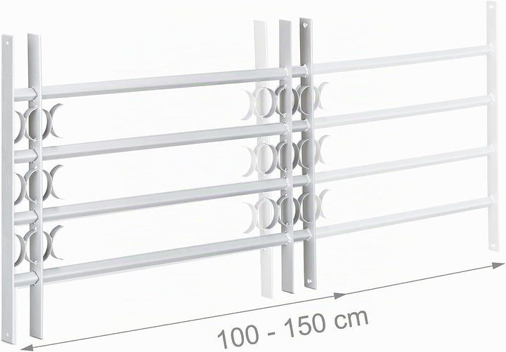 Relaxdays Fenstergitter Einbruchschutz, Ausziehbar, Aussen, Verzinkt, Stahl, 600 x 1000-1500 mm, Sic