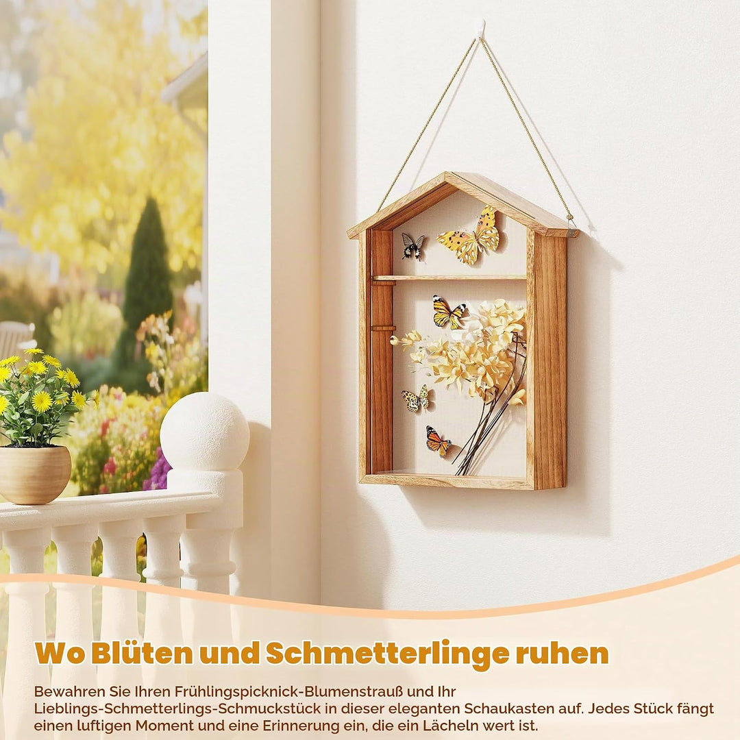 Holz 3D Bilderrahmen zum Befüllen, Grosse Shadow Box, 11x14 Zoll Vitrine Hängend Tiefer Bilderrahmen
