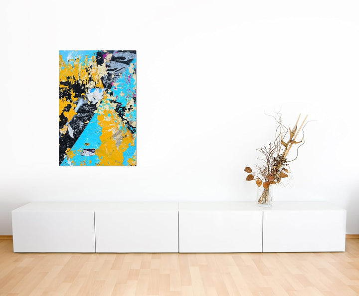 Paul Sinus Art 120x60cm - WANDBILD Plakat Papier Farbe Graffiti abstrakt - Leinwandbild auf Keilrahm