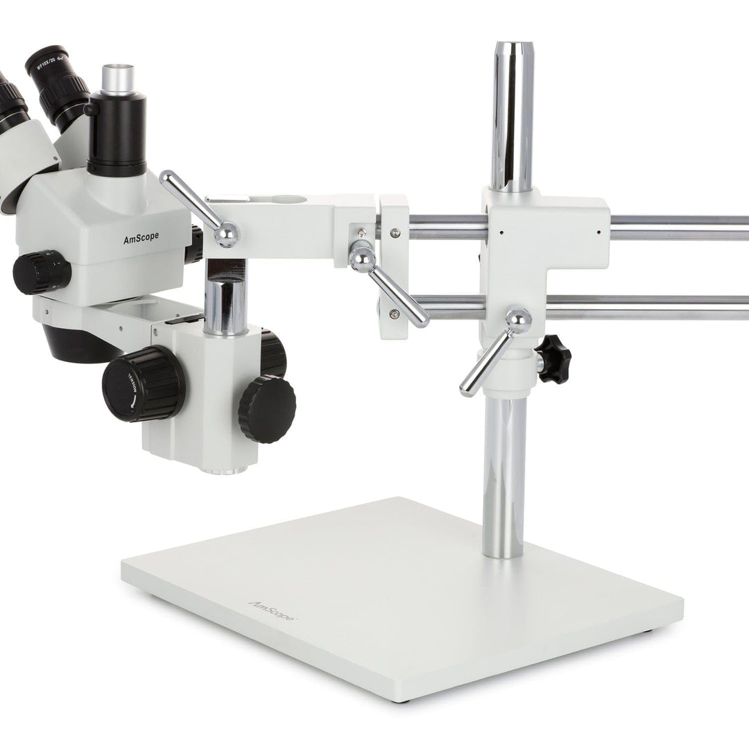 AmScope SM-4TZ-144 Trinokulares Stereomikroskop mit 144-LED-Ringlicht, 3.5X-90X, Weiss