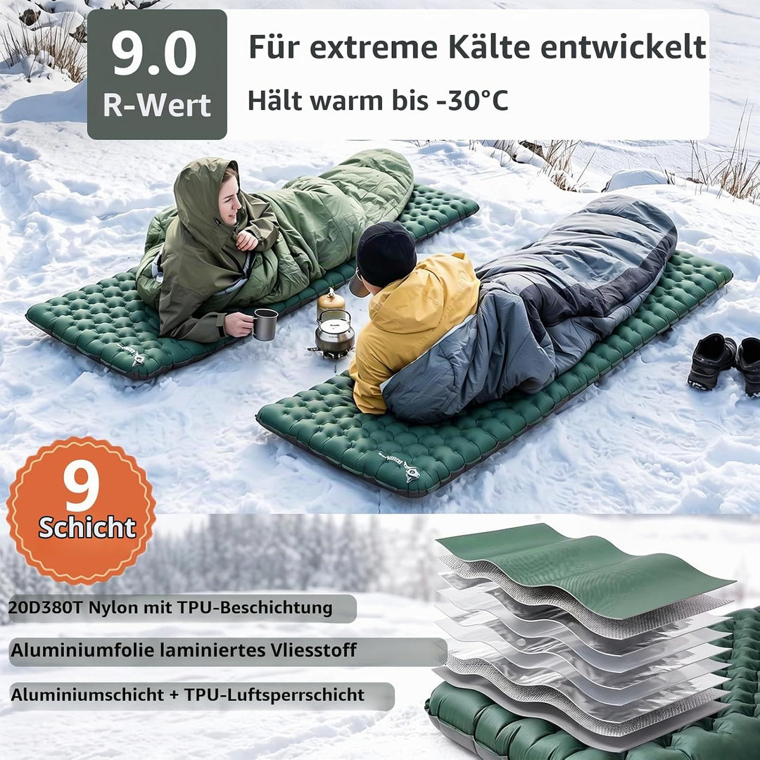 BISINNA 9 R-Wert isolierte Camping-Schlafmatte 20D 380T TPU-Nylon
