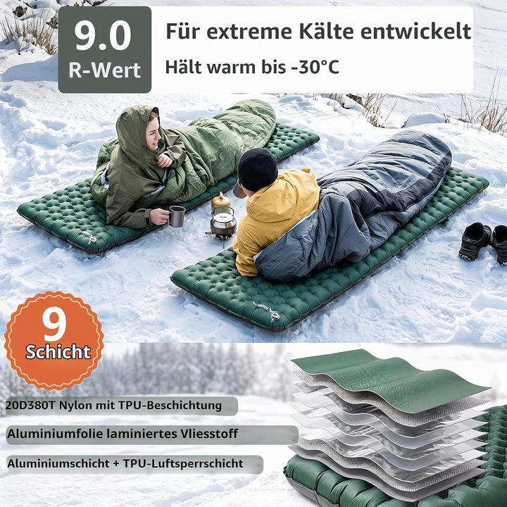 BISINNA 9 R-Wert isolierte Camping-Schlafmatte 20D 380T TPU-Nylon