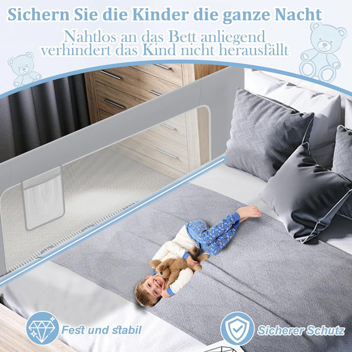 1st Bettgitter Bettschutzgitter Kinderbettgitter für Kinder, Rausfallschutz Bett Babybettgitter Klap