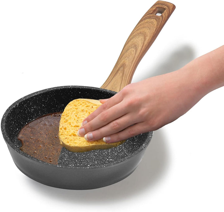 STONELINE Back to Nature Bratpfanne, 14 cm, antihaftbeschichtete Pfanne mit echten Steinpartikeln, a
