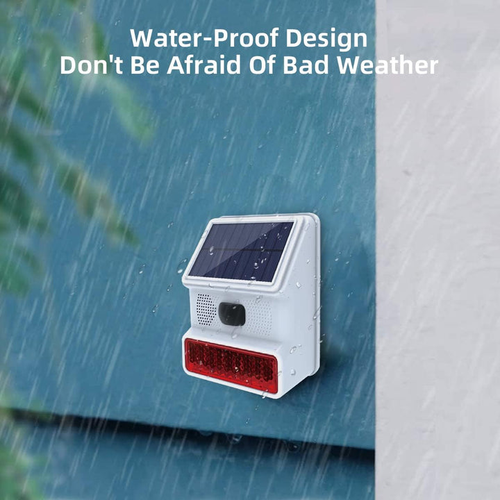 Alarmsirene, Solar-Aussensirene mit LED-Blinklichtfunktion, 433 MHz drahtlose Aussensirene, kompatib