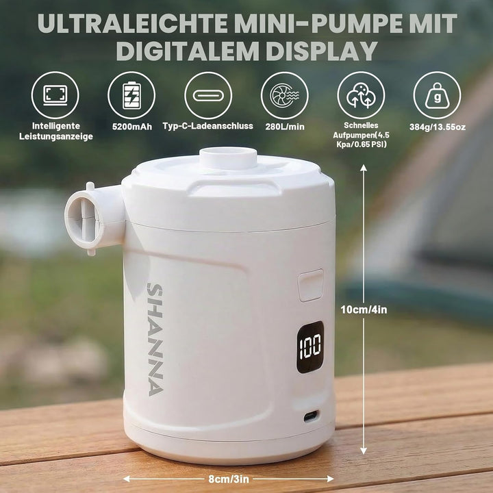 Elektrische Luftpumpe Pumpe Akku: Minipumpe Wiederaufladbare Batterie leicht und ultraschnell aufbla